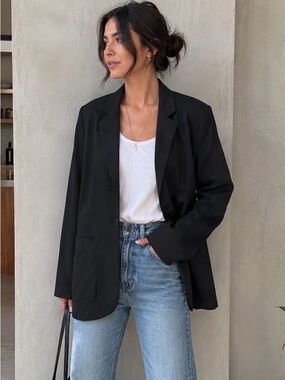 Kit and Ace Borrowed From the Boys Blazer Black Wool Cashmere Silk Size 4